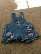 1p Miniwear Baby Girls Denim Overall Shorts  Ruffled Bottom Snap Size 12 Months - £24.80 GBP