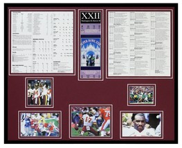 Super Bowl XXII Framed 16x20 Repro Ticket Boxscore &amp; Photo Set Washington Denver - £70.08 GBP