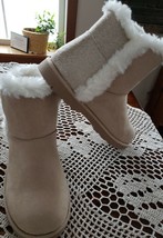 Calistoga ~ Tan/Gold ~ Vegan Suede ~ Faux Fur ~ Mid Calf ~ Youth Size 6 ... - £20.59 GBP