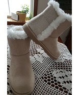 Calistoga ~ Tan/Gold ~ Vegan Suede ~ Faux Fur ~ Mid Calf ~ Youth Size 6 ... - $26.18