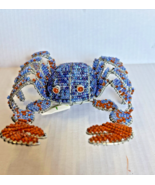 Beadworx glass bead art work 7” x 6” retired orange blue crab - $44.99