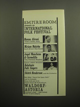 1960 Waldorf-Astoria Hotel Ad - Empire Room International folk festival - £11.79 GBP