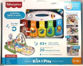 Fisher-Price Deluxe Kick &amp; Play Removable Piano Gym Green New Sealed In Box - £23.08 GBP