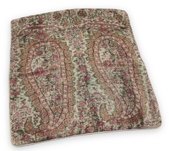 Pottery Barn Floral Pink Tan Beige Woven Paisley 22” Pillow Cover - $26.24
