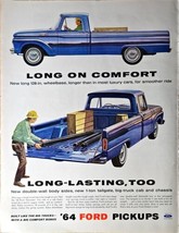64 Ford Pickups Trucks Long on Comfort Pickups-1964 Vintage Print Ad - $192.34 MXN