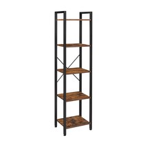 Alinru Bookshelf, 5-Tier Storage Rack With Steel Frame, For Living Room, Office, - £80.42 GBP