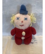 Vintage Eden Toys Vintage 8&quot; Plush Clown Red Blue Polka Dot Rattle Baby - $24.75