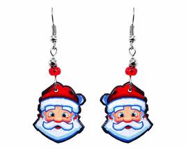 Santa Claus Face Christmas Themed Graphic Dangle Earrings - Womens Fashion Handm - £11.83 GBP