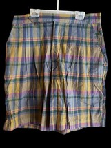 Vintage 80s Women’s Mom Pleated Shorts Plaid High 34” Waist Size 15/16 New! - $19.24
