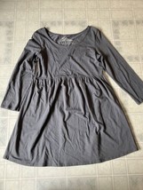 Sahalie Gray KNIT BABYDOLL DRESS- Size Small Long Sleeve Empire Waist - $27.83