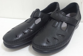 SAS ROAMER Black Leather Mary Janes Sandals Women 8.5N T-Strap Comfort Shoes - £22.80 GBP