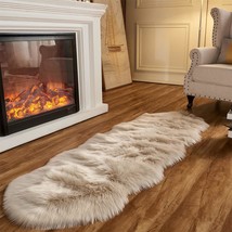Arbosofe Faux Fur Sheepskin Rug Beige Home Area Rug For Bedroom, Fluffy ... - €35,83 EUR