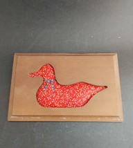 Vintage Fabric Duck Wood Wall Art Plaque Hanging Sign Country Rustic Farmhouse - £8.63 GBP