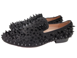 Handmade Spike Loafers Shoes Slip on Black Flats 43 Mens Size 10 - $59.35
