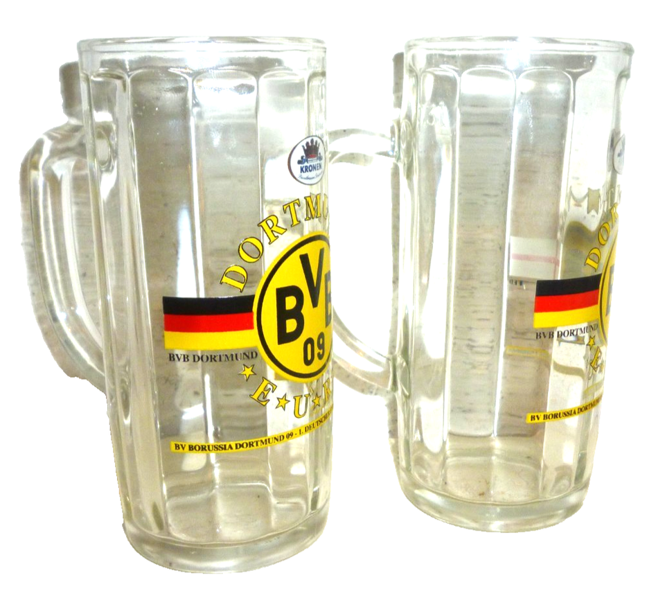 2 Kronen BVB Borussia Dortmund Soccer Champions 1966 German Beer Glass Seidels Item image 6