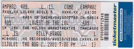 Billy Bragg Lowest Of The Low 2001 Full Ticket Toronto Stub Molson Amphtheatre - £10.07 GBP