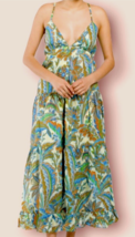 House of Harlow 1960 Women Sz M Tiered Maxi Dress Multi Floral Paisley w... - $36.62