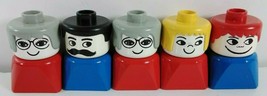 5 Vintage Lego Duplo Chunky Block Square Mini Figures Boy, Girl, Old Ladies, Man - £5.51 GBP