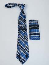 Men's  Nautica Tie and Hankie Set Woven Silky Feel #Nautica-5 Blue Checkers image 5