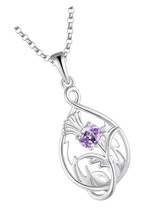 Scottish Thistle Necklace,925 Sterling Silver with - $241.49