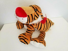 Fine Toy Tiger Plush Stuffed Animal Red Bow Nose Big Paws Feet - £27.13 GBP
