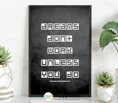 Dreams Don&#39;t Work Motivational Inspirational Quote Wall Art Canvas Office Decor  - £19.05 GBP+