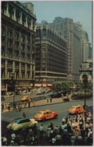 New York City~Herald Square~Yellow Taxis~Minerva~Macy&#39;s~1950s Postcard A5 - £3.37 GBP