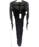 Club L London Black Size 4 Crepe Zipper Back Rouched Long Sleeve Dress NEW - $49.50