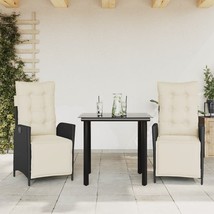  Garden Dining Set Black PE rattan 3 Piece Removable Covers - $9,486.13 MXN