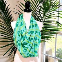 Mermaid Scarf Green Printed Seafoam Green and Yellow Shawl Neck Cover EUC - £12.94 GBP