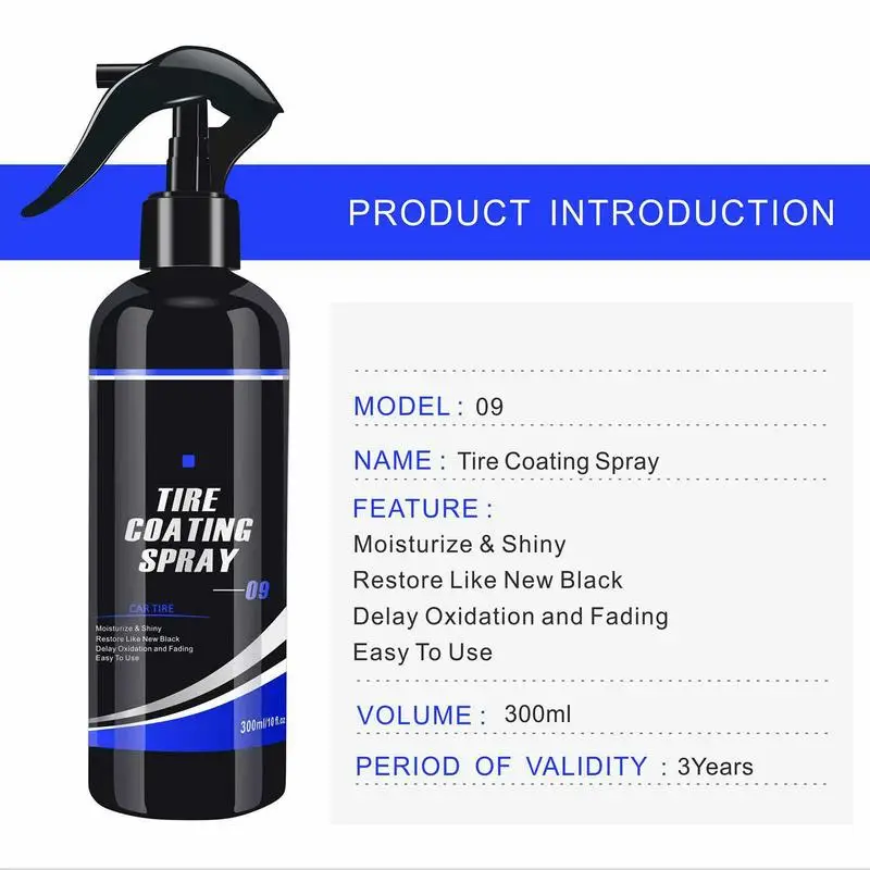 Tire Shine Coating Spray For Deep Black Tires Coating UV Protection Car Care S - £21.71 GBP