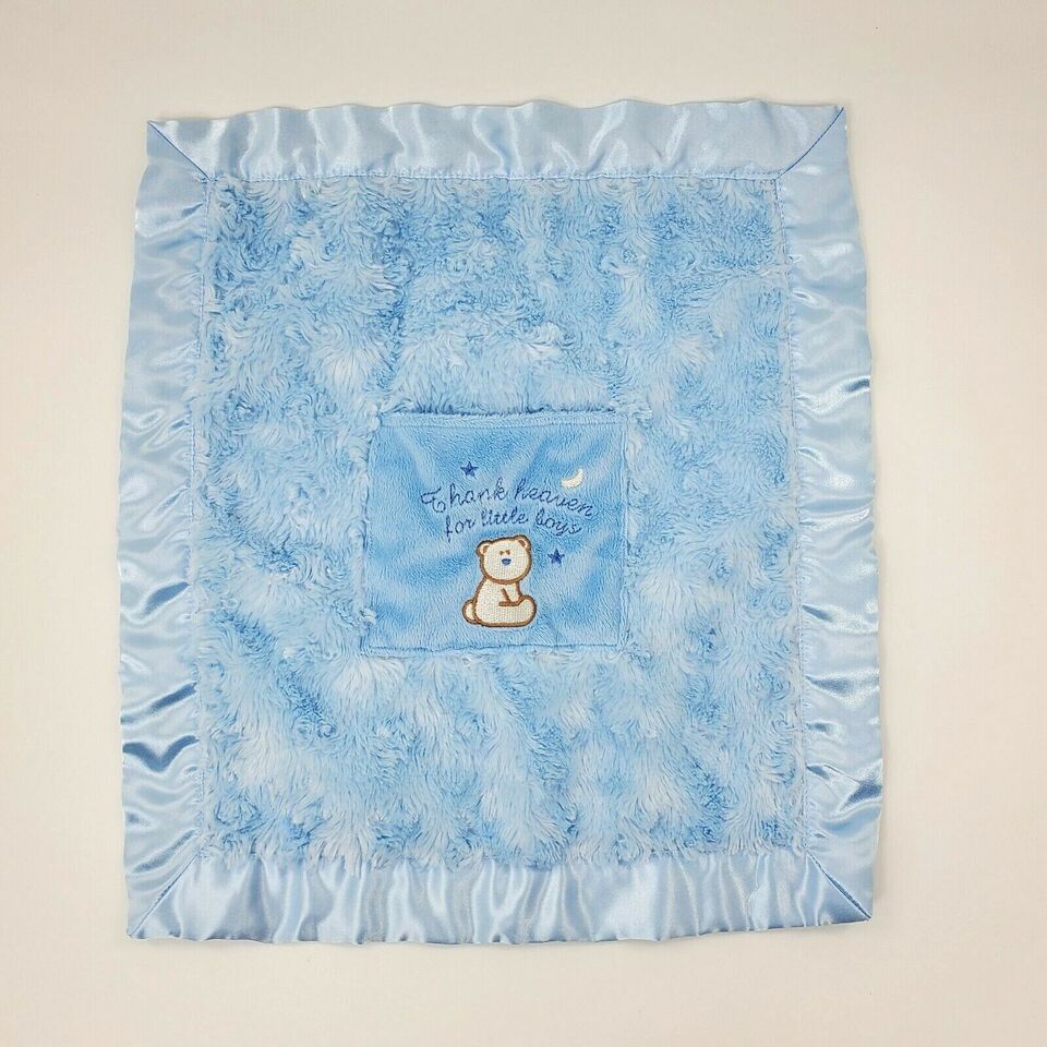 Primary image for Blankets & Beyond Blue Bear Thank Heaven for Little Boys Security Lovey B32