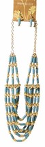 Necklace &amp; Earrings Pair Turquoise &amp; Gold Necklace NEW W TAG - $21.99