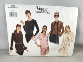 Vogue Basic Design Cardigan Top Sewing Pattern 1713 Size 8 Cut Missing a Piece - £3.88 GBP