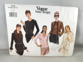 Vogue Basic Design Cardigan Top Sewing Pattern 1713 Size 8 Cut Missing a Piece - £3.85 GBP