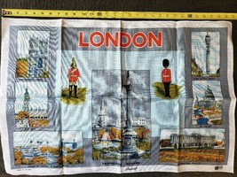 Pure Linen Tea Towel London Famous Sites Made in Ireland FS - £12.39 GBP