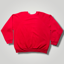 Vintage Red Sweatshirt Blank 1970s/80s Raglan Sleeve Crewneck L/XL B2006 - £22.08 GBP
