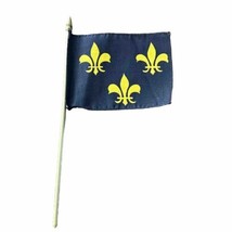 VTG Mini Desk Flag French Renaissance Flag - Fleur De Lis American Revolution - £6.35 GBP