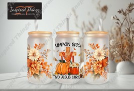 Positive 16oz Can, 16oz Glass Can Cup, Pumpkin Spice and Jesus Christ, Inspirati - £14.23 GBP