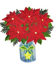 Custom Festival Poinsettias in Mason Jar Embroidered Iron on/Sew Patch [7.76&quot; *7 - £25.71 GBP