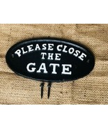 Cast Iron Please Close The Gate Plaque Sign Black &amp; White Fence Decor Oval - €13,73 EUR