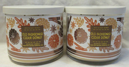 Bath &amp; Body Works 3-wick Scented Candle Lot Set Of 2 Old Fashioned Cider Donut - £49.50 GBP