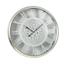 21&quot; Circle Silver Metal and Glass Analog Exposed Gear Wall Clock - $443.92