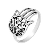 Evil Protection Hand of Hamsa .925 Sterling Silver Ring-9 - $18.99
