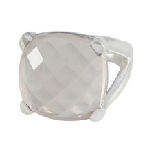 Rose Quartz Solid Silver Ring Domestic Jewelry For Father&#39;s Day Gift US - £33.57 GBP