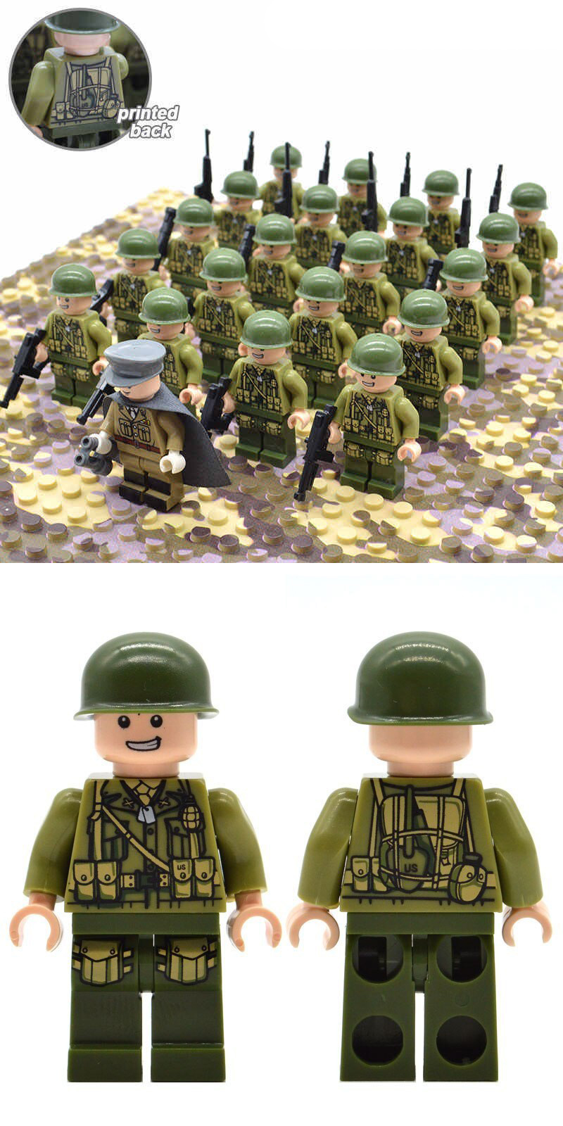 WW2 US Soliders & The Allied Army Officer Army Set 21 Minifigures Lot Toys Gift