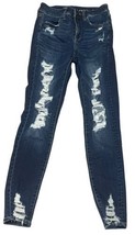American Eagle 6 Long Women’s Distressed Dark Wash Skinny Jeans GREAT CONDITION  - £19.08 GBP