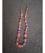Handcrafted Crazy Lace Agate Pink Purple Green Gemstone Necklace 25 Inch - $19.80
