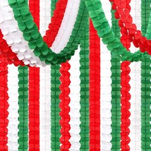 Red-Green White Party-Decorations Christmas Streamers-Garland - 12Pcs Mexico Ita - £26.70 GBP
