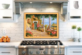 Victorian castle cottage country garden &amp; swans ceramic tile mural backsplash - £47.47 GBP+